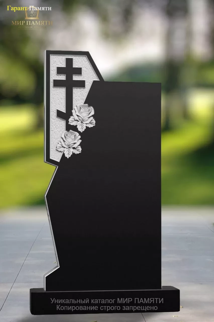 Памятник из гранита Розы с крестом 216